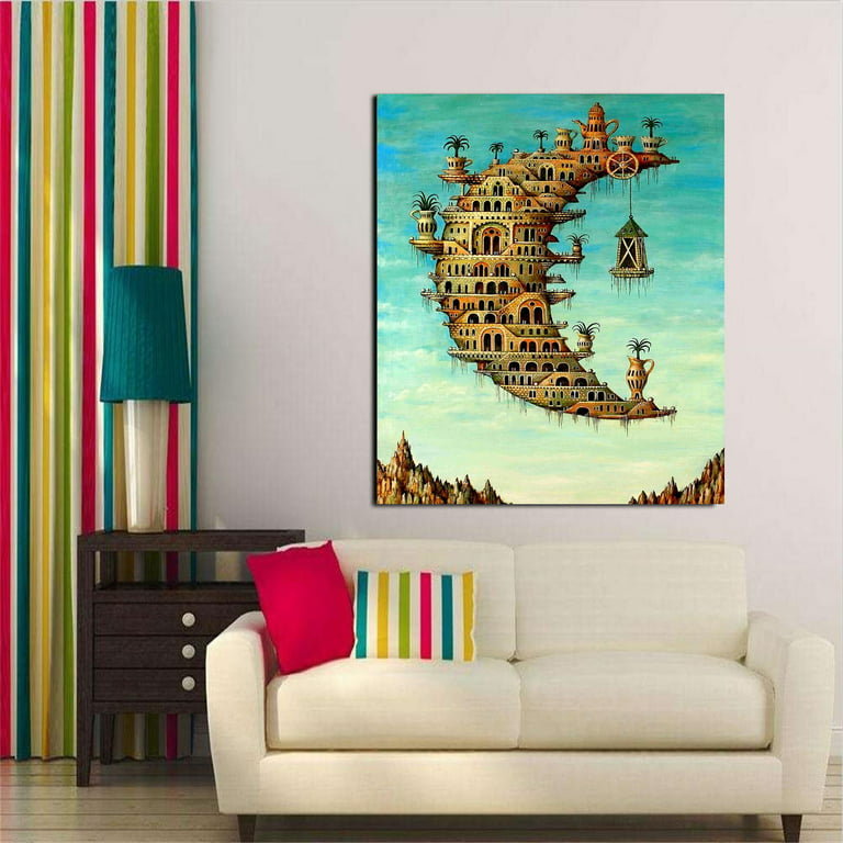 Salvador Dali Wall Art Dalí Living on the Moon Framed Painting Canvas Art  For Bedroom Livingroom Decoration Ready to Hang