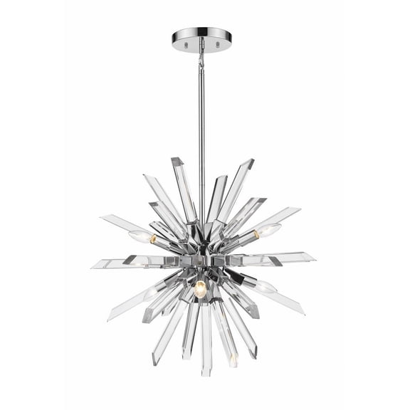 Z-Lite Burst 6 Light Clear Crystal Iron Chandelier in Chrome
