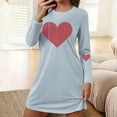 thumbnail image 2 of Byworldtasic Womens Valentines Day Nightgown Long Sleeve Crew Neck Love Heart Printed Dresses, 2 of 6
