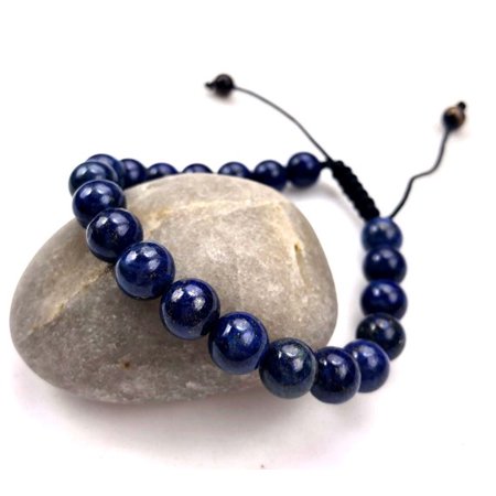Lapis Lazuli Wrap Bracelet - Fashion Jewery men Women Beautiful Lapis Lazuli Round Gemstone Macrame Style adjustable Bracelet- 91149
