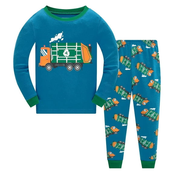 BOOMNY Toddler Boys 2 Peice Pajamas Sets Cartoon Graphic Long Sleeve Sleepwear Tops Pants Pjs Set for Kids Cozy Loungewear Homewear