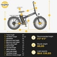 thumbnail image 5 of Heybike Mars Electric Bike Foldable 20" x 4.0 Fat Tire Electric Bicycle with 500W Motor, 48V 12.5AH Removable Battery, Dual Shock Absorber Ebike for Adults, 5 of 6