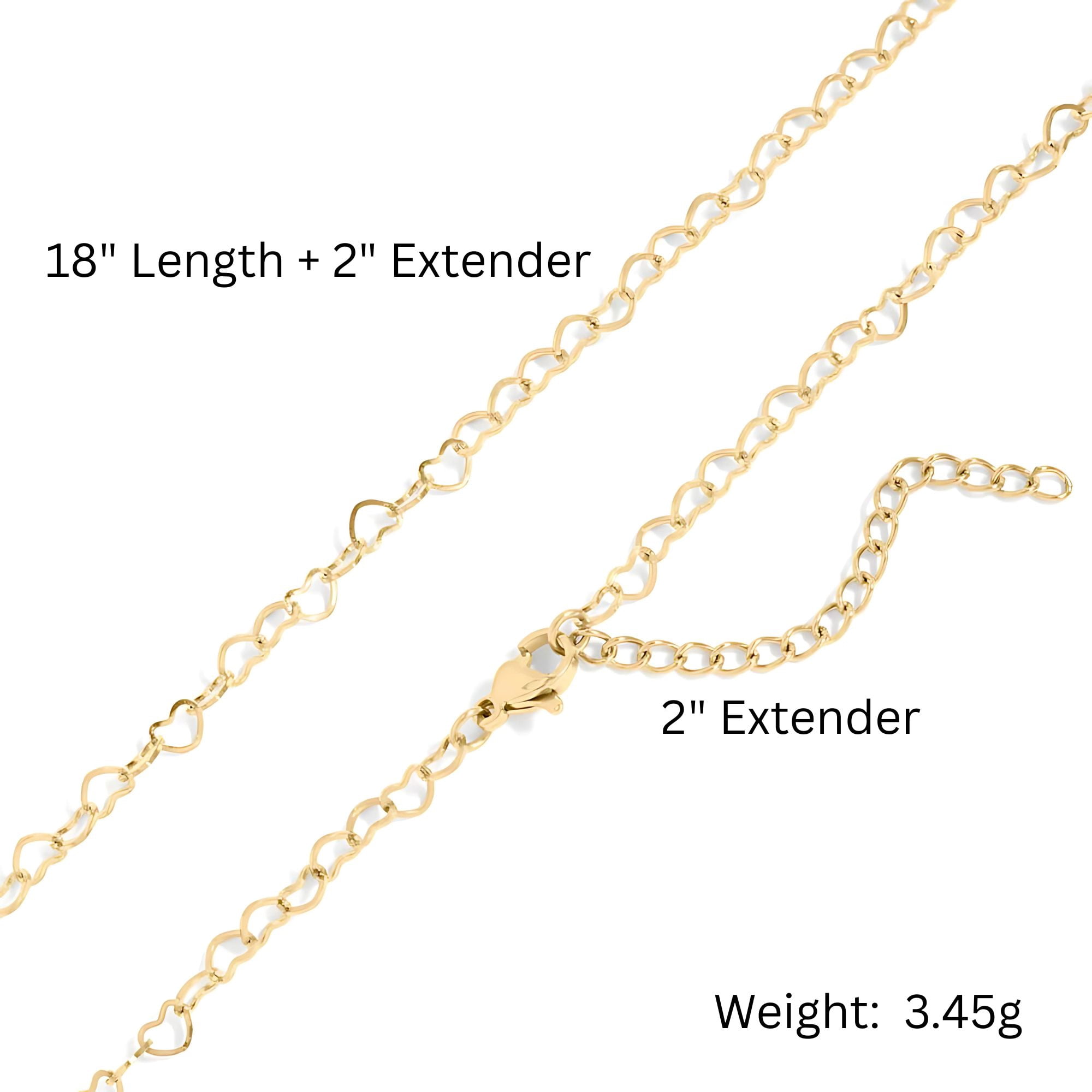 Heart Link Chain Necklace for Women 20 Inch 18K Gold PVD Plated Stainless Steel Ginger Lyne