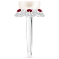 thumbnail image 3 of ANGARA Freshwater Cultured Pearl Floral Ring with Rubies in 14K White Gold for Women | June Birthstone, Birthday, Anniversary, Jewelry Gift for Women | Pearl Ring, 3 of 8