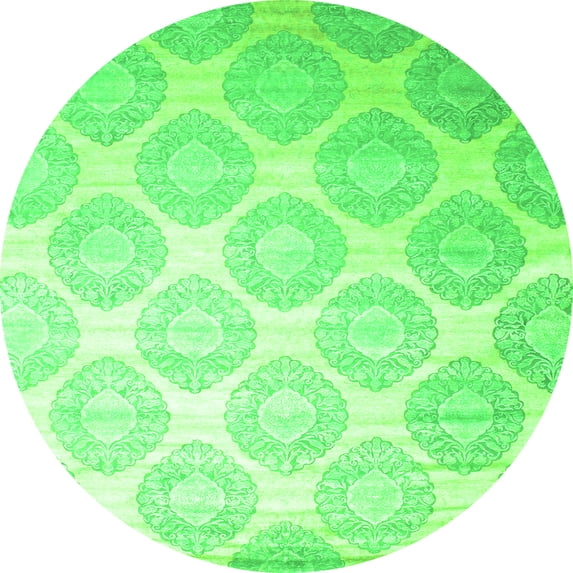 Ahgly Company Indoor Round Abstract Green Contemporary Area Rugs, 7' Round