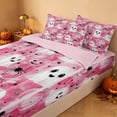 thumbnail image 3 of Homewish Cute Ghost Pumpkin Zipper Full Size Comforter Sets with Fitted Sheet and 2 Pillowcases for Girls, Halloween Spider Bow Zipper Bedding Set, Soft Pink, Pink Reversible, 3 of 7