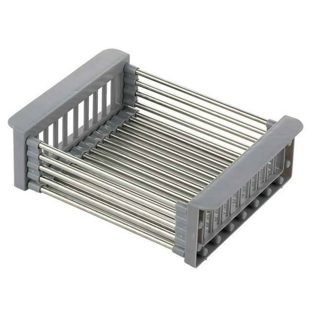 Sink Drain Rack Stretchable Strong Bearing-capacity Large Capacity Stainless Steel Fruit Vegetable Dishes Washing Drain Rack Kitchen Tools