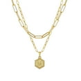 thumbnail image 1 of Fiudx Collar Chapado En Oro, Elegante Colgante con Inicial En Capas, Cadena con Diseño Hexagonal, Longitudes Ajustables para Un Estilo Versátil, Un Regalo Especial para Mujer, Perfecto para Ocasiones, 1 of 2