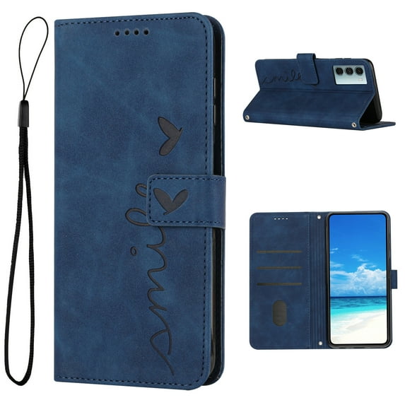 Allytech Wallet Case for Motorola Moto G200 5G 6.8 inch,Love Heart Embossed PU Leather Magnetic Closure Flip Holder ID Credit Card Slots Purse Shockproof Anti-scratch Phone Cover,Blue