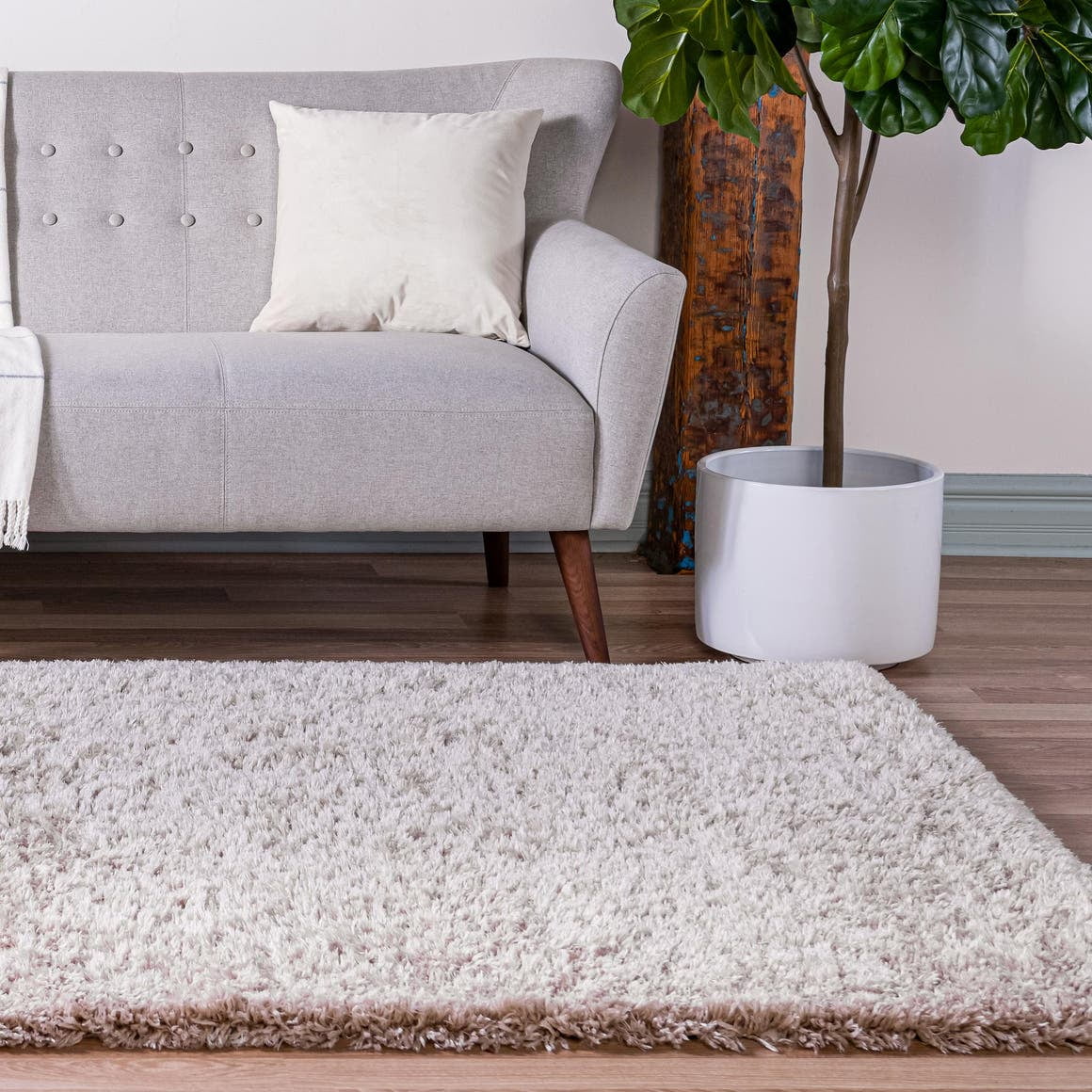 Infinity Collection Solid Shag Area Rug by Linen 5' x 8