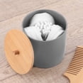 thumbnail image 3 of Gray Cotton Pad and Q-Tip Holder Padang with Bamboo Top - Organize in Style, Bathroom Vanity Organizer, 3 of 8