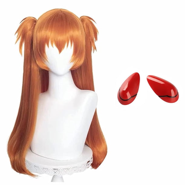 Peluca para cosplay Wiggy Mermaid, naranja y jengibre con coletas