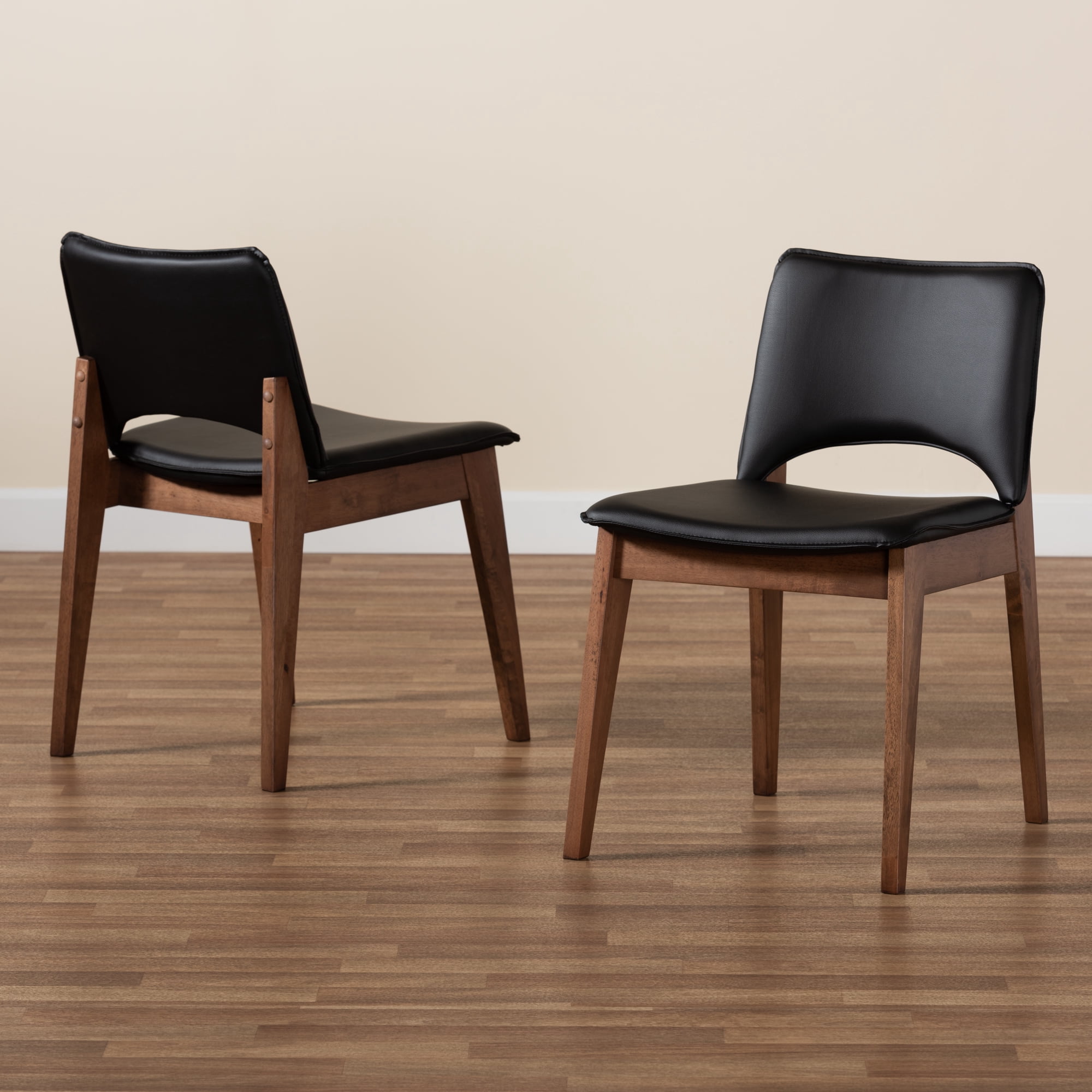 Baxton Studio Afton Dining Chair, Set of 2, Black