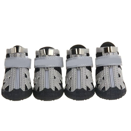4Pcs Dog Shoes Reflective Breathable Mesh Fabric Zipper Closure Puppy Sport Boots for Walking