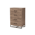 thumbnail image 2 of Baxton Studio Daxton Moderne et Contemporain Bois Finition Chêne Rustique Commode de Rangement 4 Tiroirs, 2 of 5