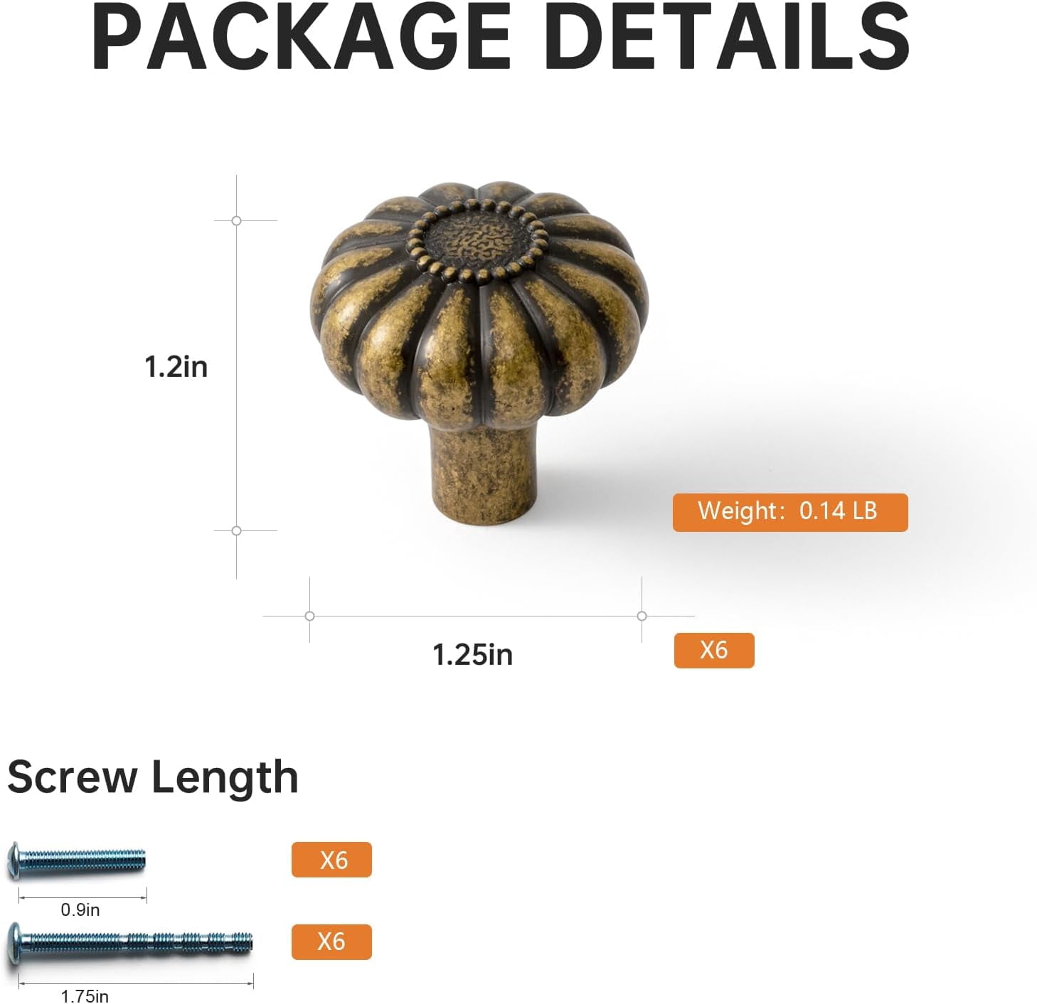 Goo-Ki 12 Pack Vintage Bloom Antique Brass Cabinet Knobs, Drawer Pulls for Kitchen, Dresser Cabinet Hardware, 1-1/4 Inches Diameter Handles