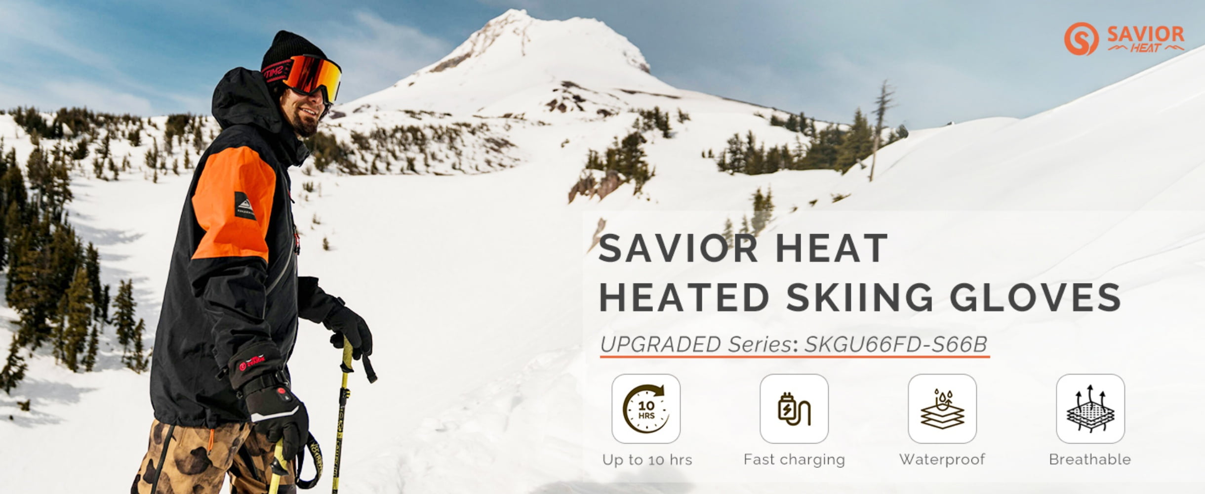 SAVIOR HEAT Upgraded Rechargeable Heated Gloves – 3000mAh Battery, 3 Heat Levels up to 150°F, Waterproof Touchscreen for Skiing, Snowboarding, Camping & Hiking