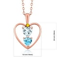 thumbnail image 2 of 18K Rose Gold Plated Silver Sky Blue Aquamarine Swiss Blue Topaz and Yellow Sapphire Pendant Necklace for Women (0.75 Cttw, Gemstone March Birthstone, Heart 5MM and 4MM, with 18 inch Silver Chain), 2 of 3
