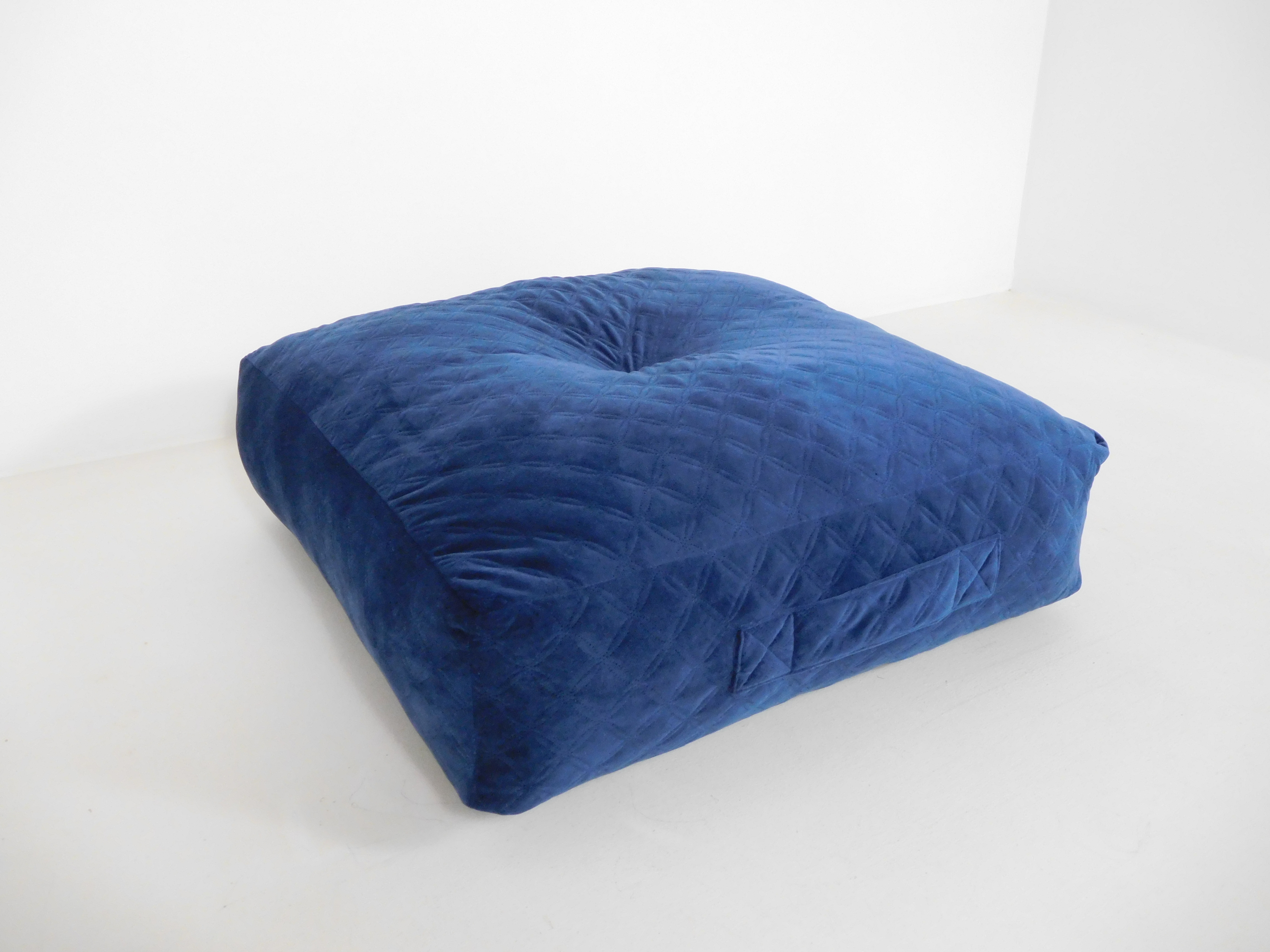 Better Homes & Gardens Quilted Velvet Oversized Square Floor Cushion, 24 in x 24 in, Blue Cove Navy, Pack of 1