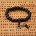 thumbnail image 7 of Beads Natural Sandalwood Buddhist Buddha Wood Prayer Beaded Knot Black Ebony Unisex Men Bracelets & Bangles For Women E0A8, 7 of 7