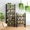 thumbnail image 4 of Baxluxe Adjustable 6-Tier Storage Shelves with Wheels, Narrow Tall Bathroom Shelves, Metal Frame Organizer Shelf with Wood Shelves for Kitchen, Garage, 12"Lx16"Wx63" H, 4 of 8
