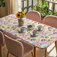 thumbnail image 3 of Easter Table Cloths for 3 Foot Rectangle Tables, Spring Colorful Rabbit Ears Eggs Flowers Carrots Patio Waterproof Elastic Fitted Tablecloths, Washable Rectangular Table Cover for Camping, 3 of 8