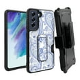 thumbnail image 1 of ANJ+ Rugged Dual Layer Hybrid Holster Kickstand Case w/ Card Slot + Tempered Glass Cover for Samsung Galaxy S21 FE 5G - Classic Tribal Paisley, 1 of 3