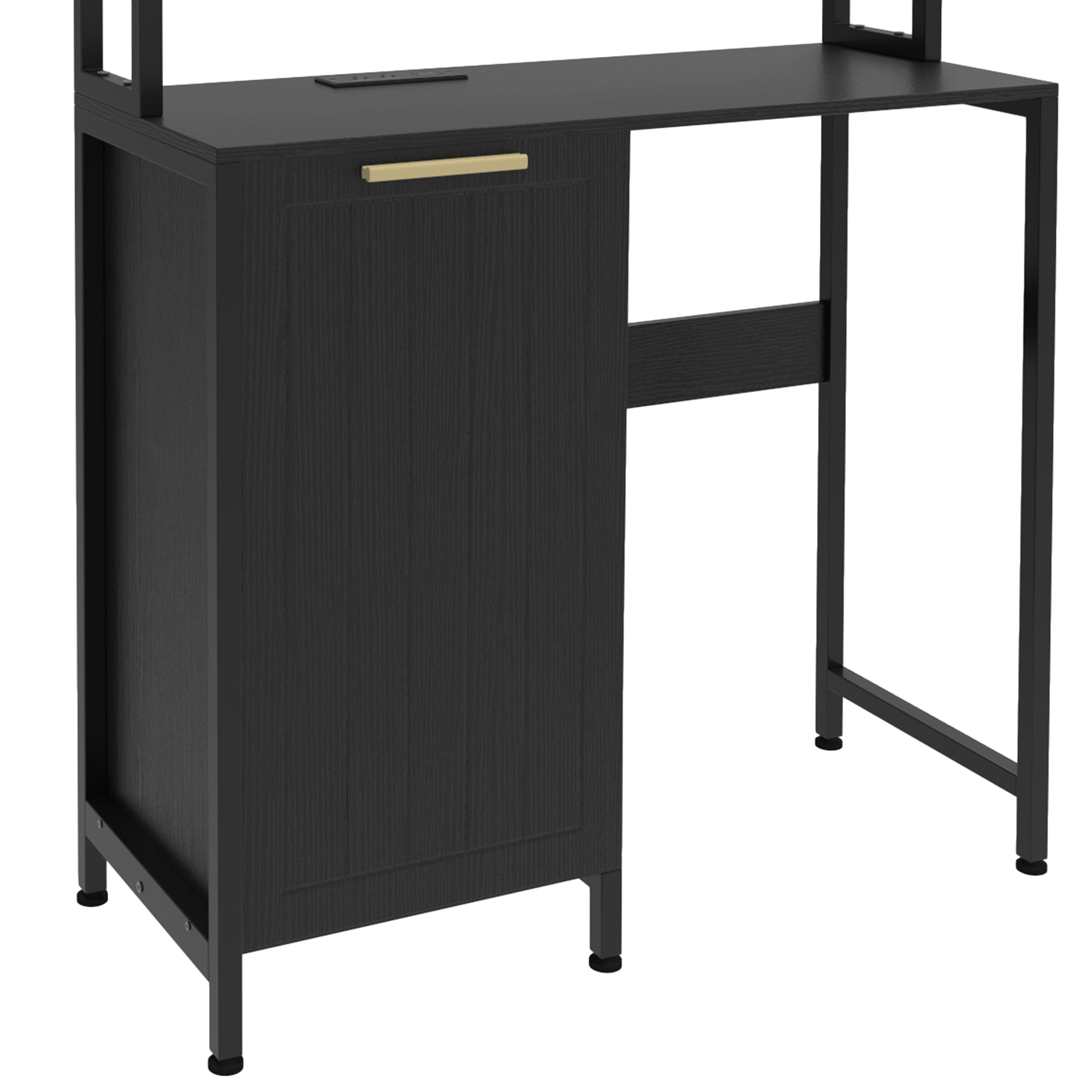 Craftian 3-Tier Mini Fridge Bakers Rack with 10-gal Trash Cabinet & Charging Station, Black