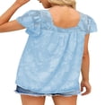thumbnail image 4 of T-shirt pour Femmes à Encolure Carrée, Manches Courtes, Jacquard, Coupe Ample, Hauts d'Été, 4 of 5