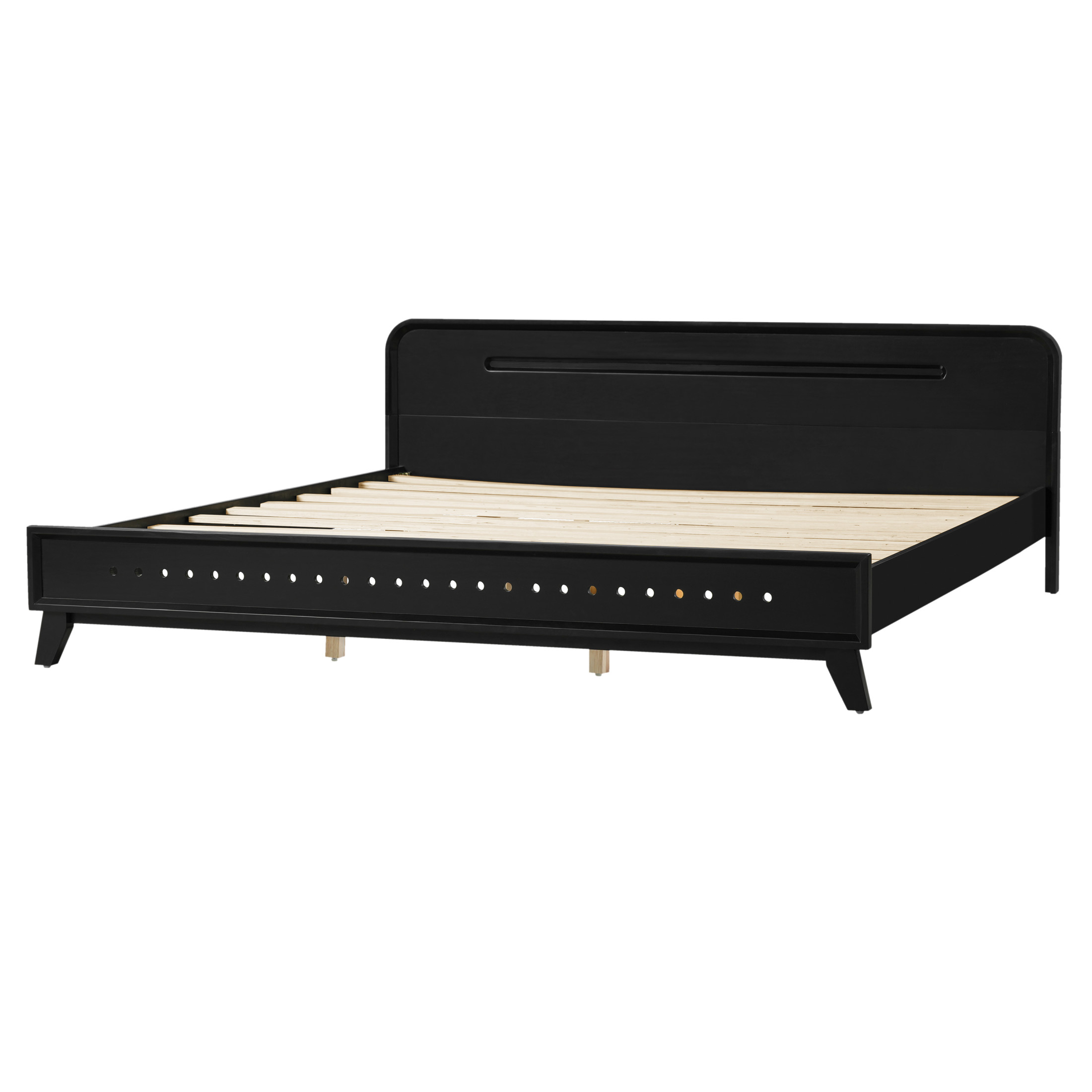 Christopher Knight Home Elegant Wooden King Size Bed Frame with Headboard, Black