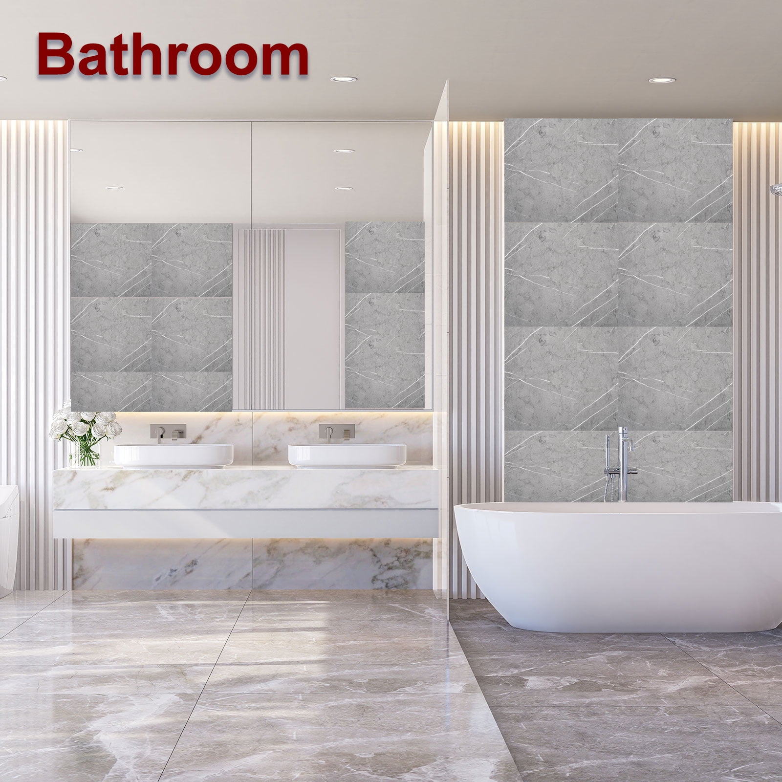 Uxcell 20Pcs Peel and Stick Marble Tiles, Waterproof Wall Panel Backsplash, 11.81"x11.81" Peel and Stick Shower Tiles for Bathroom, Palace Jade Design