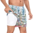 thumbnail image 2 of joogoo Men's Christmas Forest Scene Swim Trunks with Liner Pocket Beach Shorts Large, 2 of 9