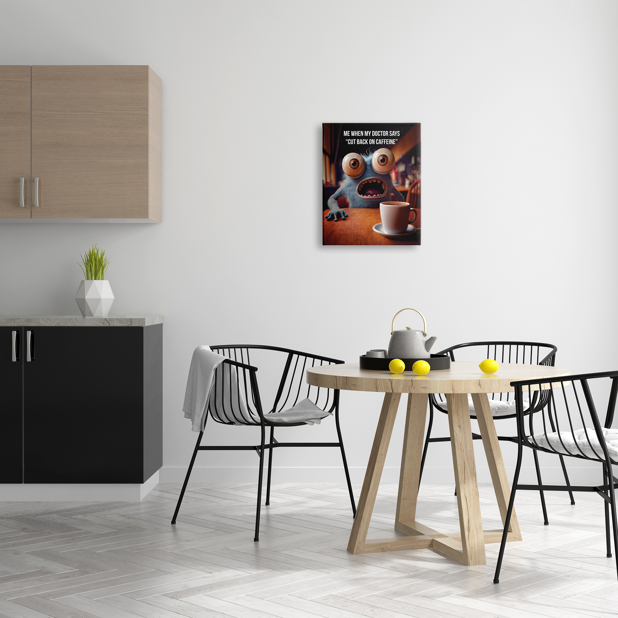 Stupell Industries Monster & Coffee Phrase Food & Beverage Painting Gallery Wrapped Canvas Print Wall Art, 16 x 20