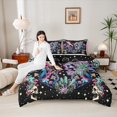 thumbnail image 4 of Homewish Bohemian Butterfly Skeleton Queen Comforter Set, Mystic Galaxy Planet Bedding Sets, Jungle Mushroom Floral Reversible Bedding Comforter Set, Ultra Soft Bedroom Decor, 3-Piece, 4 of 8