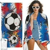 BCIIG Soccer Beach Towels Football Fun Ball Beach Towel Large Soft Absorbent Microfiber Quick Dry Oversized Bath Towels for Bathroom Men Boys Pool Camping Travel Swimming Picnic Sports  27.5x55in