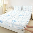 thumbnail image 3 of Feelyou Blue Kawaii Bowknot Queen Sheet Sets, Cute Cartoon Love Heart Flat Sheet, Teens Kids Girls Women Queen Fitted Sheet, Lightweight Room Decor, 4-Piece, 3 of 7