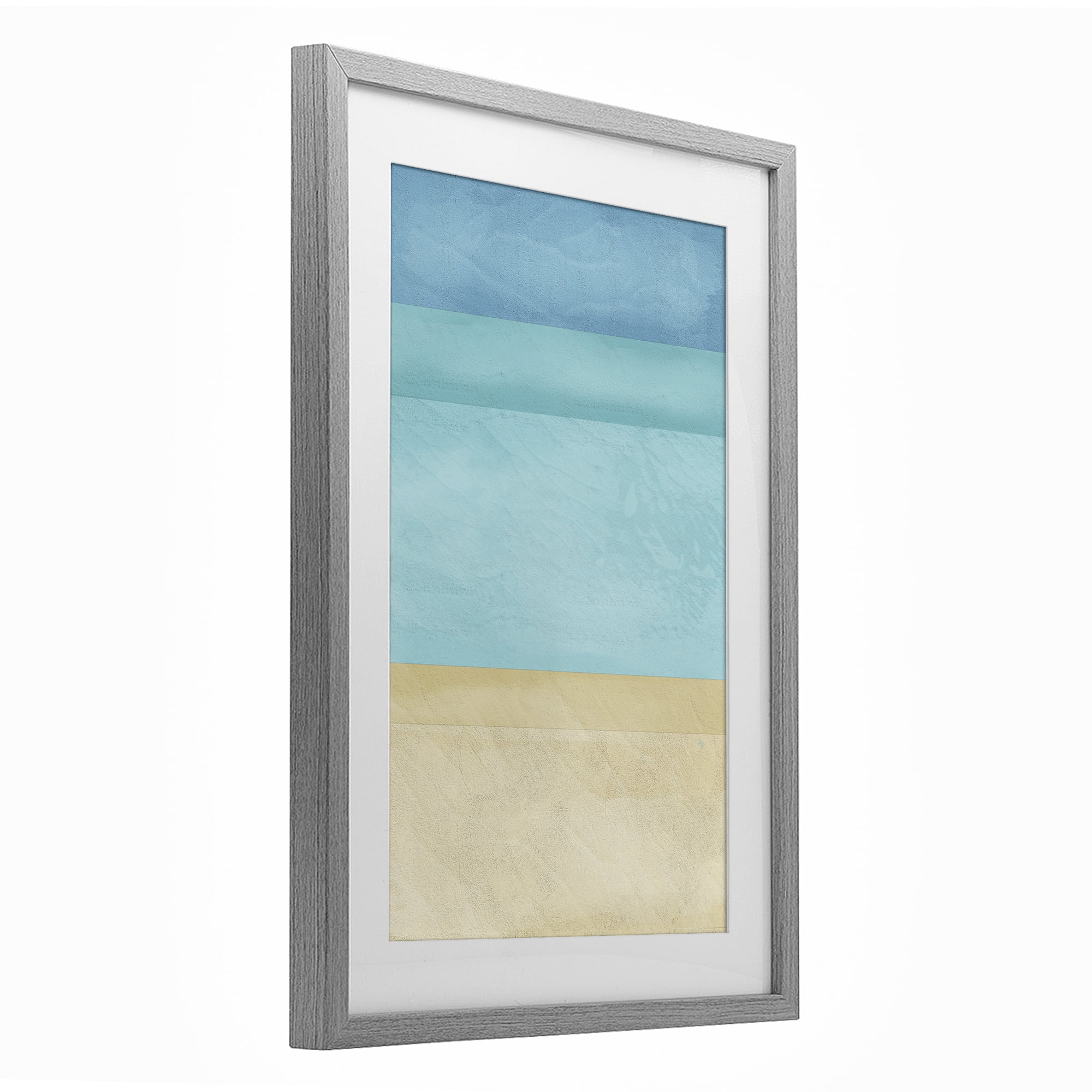 Stupell Industries Abstract Beach Coastal Color Block Gray Framed Print Under Glass, design by Martina Pavlova