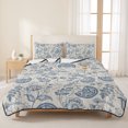thumbnail image 3 of Full Quilt Set 78''x90'', Blue Paisley Lightweight Bedspread Coverlet Set with 2 Pillow Shams, Vintage Boho Flower Botanical Leaf Branch Breathable All Season Quilt Bedding for Bedroom/Guest Room, 3 of 9