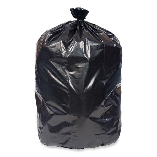 Pitt Plastics Eco Strong Plus Can Liners, 60 gal, 1.7 mil, 38" x 58", Black, Perforated Roll, 100/Carton