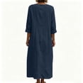 thumbnail image 5 of Women's Solid Midi Dress, Cowl Neck 3/4 Sleeve Button Detail Loose Casual Dress with Side Pockets for Summer Daily Outfits Navy L(L), 5 of 6