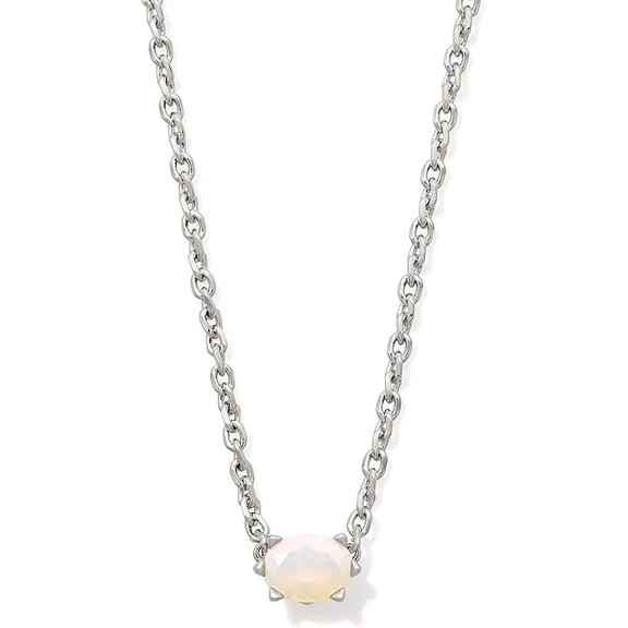 Kendra Scott Cailin Silver Pendant Necklace in White Iridescent Crystal