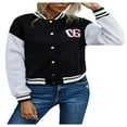 thumbnail image 1 of Femmes Varsity Baseball Jacket Uniforme Pull à Capuche Sport Sweat-Shirt Manteau, 1 of 5