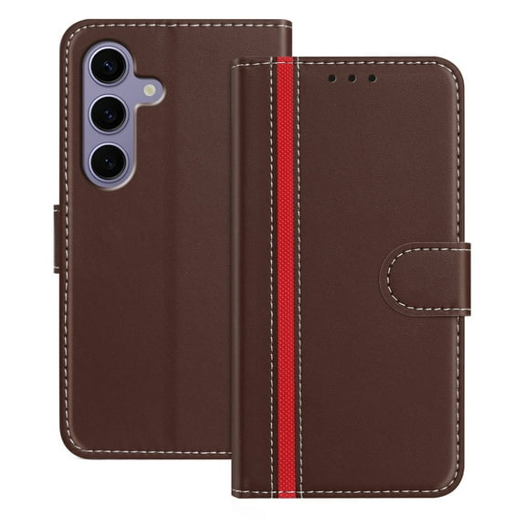 Wallet Case for Samsung Galaxy S25 FE, Business PU Leather Magnetic Flip Folio Case with Card Slots Holder Kickstand Shockproof Protective Phone Case Cover for Samsung Galaxy S25 FE, Brown