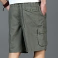 thumbnail image 5 of BXINGOHAI Men's Cotton Full Elastic Waist Cargo Shorts Loose Fit Drawstring Short Straight Leg for Work Outdoor Army Green,3XL, 5 of 5