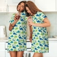 thumbnail image 4 of Fotbe Cute Dinosaur Blue Green Pattern Women's Cotton Nightgown Sleepwear Short Sleeves Shirt Casual Print Sleepdress, 4 of 6