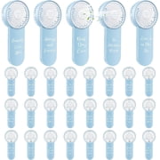 24 Pack Mini Wedding Fans for Guests Bulk, Operated Handheld Fans, Love is in the Air Wedding Favors Souvenirs, Gifts for Guests Summer Outdoor Bridal Showers (Blue,White)