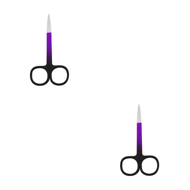 Vogacara Tijeras para cejas, tijera para el pelo de la nariz Simple para el hogar, accesorio para quitar el pelo, herramienta de belleza Púrpura Negro 2Conjunto