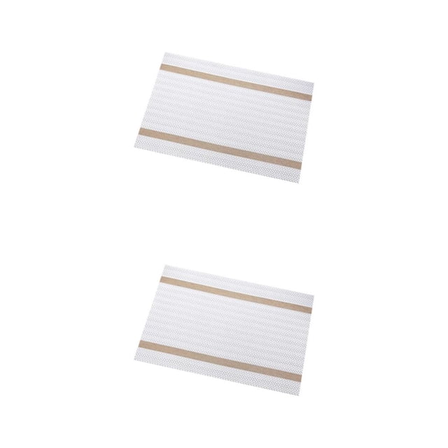 Kearding Tapete de de PVC a rayas, manteles individuales resistentes a las manchas, posavasos rectangulares antideslizantes para mesas de Blanco Rectángulo/30*45cm 2Conjunto