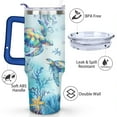 thumbnail image 3 of 40oz Cute Ocean Life Turtle Stainless Steel Flip Straw Tumbler Spill Proof Travel Cup Double Wall Vacuum Insulated Coffee Mug with Top Handle, 3 of 6