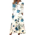 thumbnail image 2 of Babysbule Liquidation Robes d'Automne pour Femmes Mode Femmes Décontracté Élégant Col Rond Imprimé Été Manches Longues Poches Robe, 2 of 5